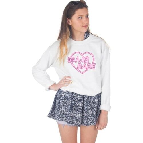 Skuggnas New Arrival Japanese Babe Sweatshirt Jumper Top Fashion Blogger Tumblr Grunge Jumper Harajuku Sweatshirt Drop Ship