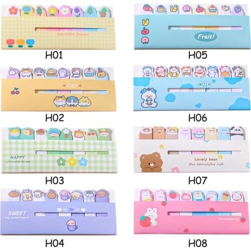 1Set 2021 New 120 Sheets Kawaii Animal Sticky Notes Index Listed Sticker Labeling Bookmark Memo Pad Paper Stationery Accessories