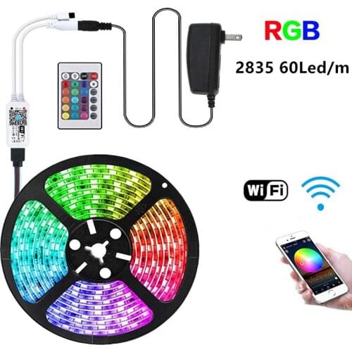 RGB LED Strip SMD 2835 1M - 5M 10M 15M 20M Set DC 12V Flexible Tape Diode RGB Led TV Strip Light + Power IR APP Control Wireless