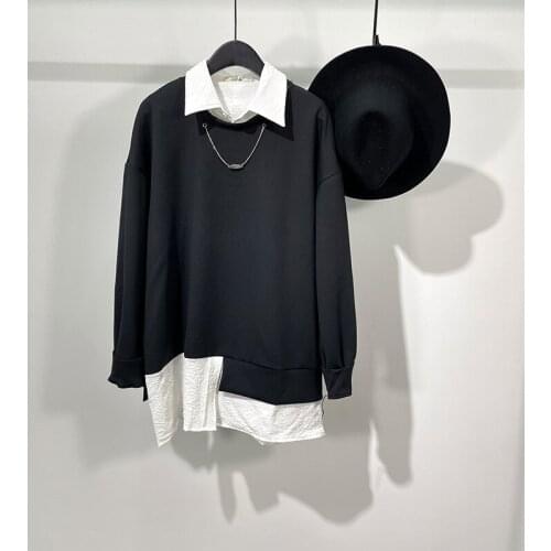 Owen Seak Men Cotton Sweatshirts Pullover Gothic Style Mens Clothing Spring Autumn Women Solid Black Bottoming Shirt