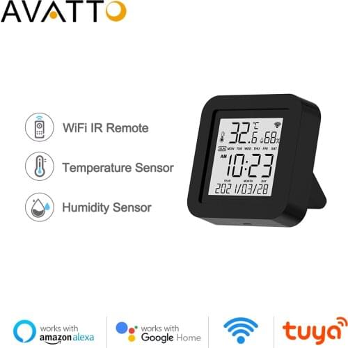 AVATTO Wifi Remote Control,Tuya Smart Universal Infrared with Temperature Humidity Sensor Display,Works with Alexa Google Home
