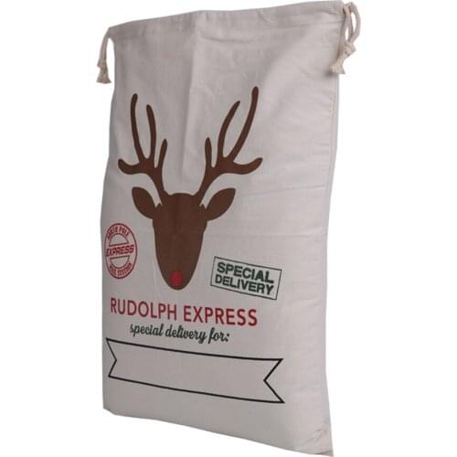 Vintage Christmas Gift Bag Decoration 1pcs Creative Santa Claus Deer Styles Drawstring Canvas Santa Sack Rustic