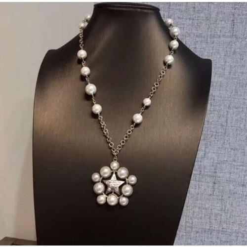 Top Quality Fashion Party Jewelry Camellia Star Pearls Necklace Luxcy Party Flower Necklace Vintage Chain Jewelry Neckalce