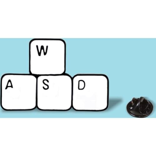WASD Gaming Keyboard Pins Brooches Keys tablets Game Keycaps Shirt Denim Enamel Lapel Pin Bag Badge Button Computer Worker Gifts