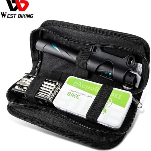 WEST BIKING Bicycle Repair Tool Kit Portable MTB Road BikeTire Pump Cycling Repair Tools Set Storage Storage Bag Multi-tool Kit