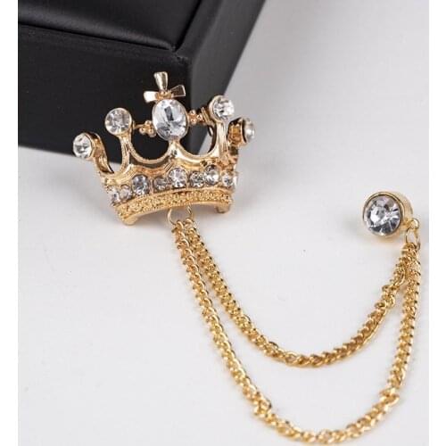 Women And Men Brooches Crystal Crown Queen Corsages Hijab Pin Women Hats Scarf Suit Brooch Clothes Buckles Rhinestone Brooch