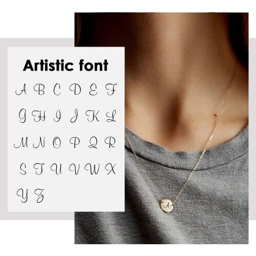 Visunion Fashion Artistic Alphabet Pendant Necklace 316L Stainless Steel Gold Color for Women Engagement Party Jewelry