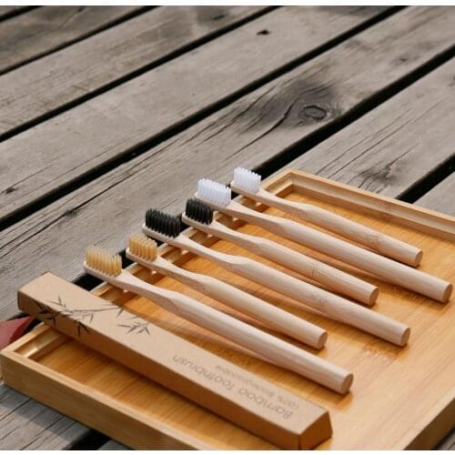 Adult Bamboo Charcoal Toothbrush For Oral Care Teeth Cleaning Eco Friendly Wooden Soft Bristle Tooth Brush Travel Toothbrush
