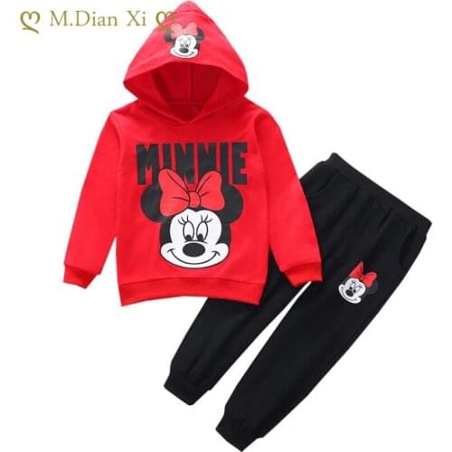 Girls Cartoon Minnie Suits Clothes Children Fashion Hooded Jacket Coat+Pants 2Pcs Sets Kids Girl Sweatshirts Tracksuits Clothing