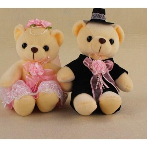 2 Styles 20cm Lovely couple bear wedding teddy bears Plush Soft Stuffed Animals Doll Toys ForWedding Gifts