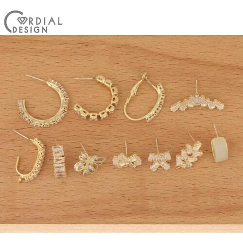 Cordial Design 40Pcs CZ Earring Stud/Hand Made/Earrings Accessories/Jewelry Findings & Components/Claw Chain/DIY Jewelry Making