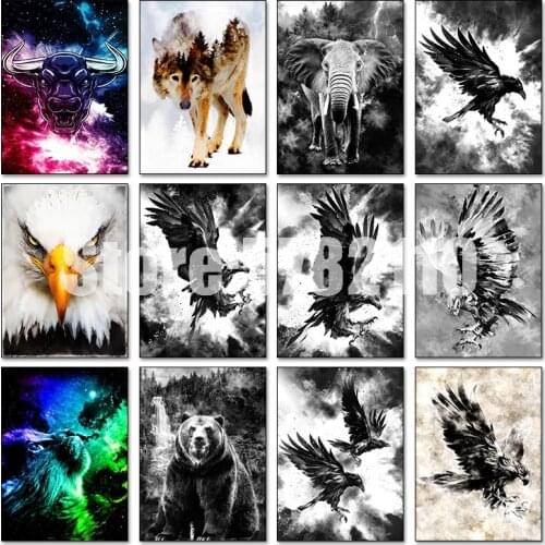5D Diamond Painting Animals Diamond Mosaic Elephant wolf eagle DIY Full Square Diamond Embroidery Cross Stitch Rhinestone Art