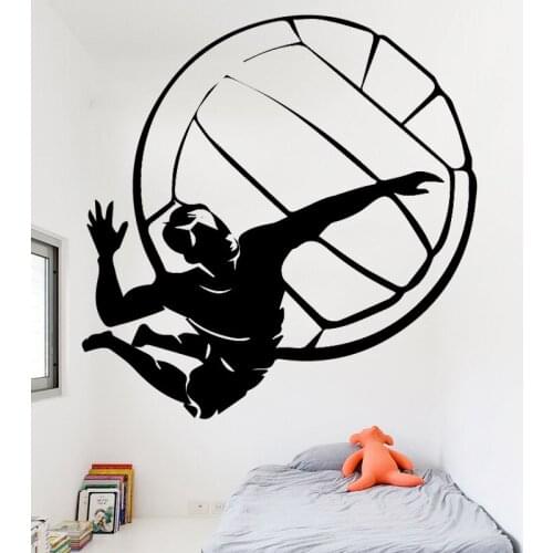 AiyoAiyo Volleyball Player Wall Sticker for Boys Bedroom Decoration Removeable Waterproof Vinyl Wall Decals Creative Pattern