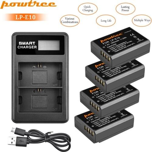 LP-E10 LP E10 Digital Camera Battery + Dual LCD Charger for Canon Rebel T3 T5 T6 Kiss X50 Kiss X70 EOS 1100D EOS 1200D EOS 1300D