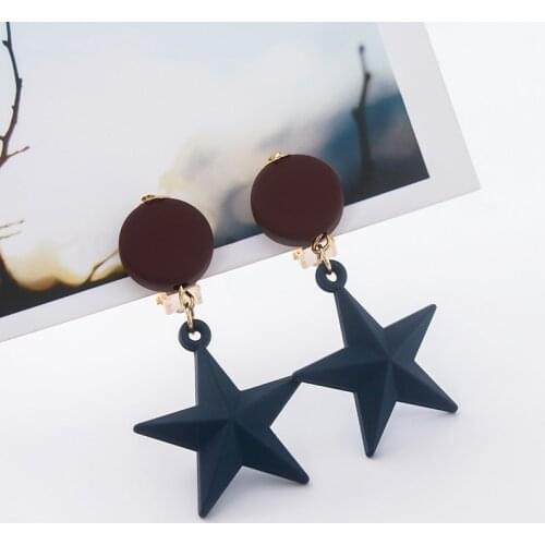 COWNINE Womens fashion geometric ear clips long five-pointed star retro party accessories earrings jewelry accessories gift