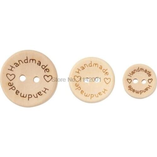 100bags 100Pcs 15mm/20mm/25mm Natural Color Wooden Buttons Handmade Letter Love Scrapbooking For Decor Sewing Accessories