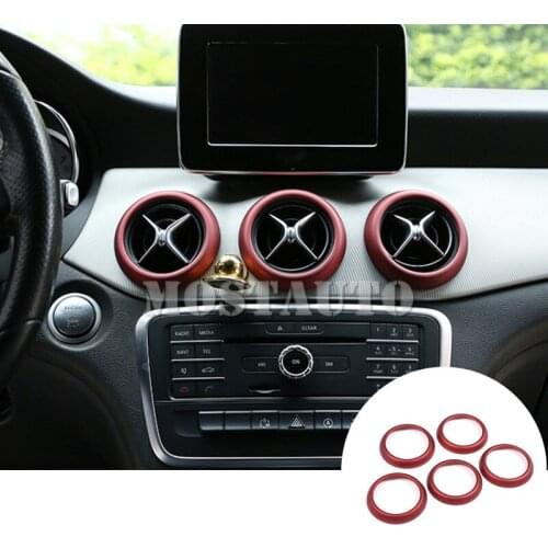 For Benz GLA X156 Inner Center Console Air Vent Outlet Cover Ring 2013-2018 5pcs Car Accessories Interior Car Decor Car Trim