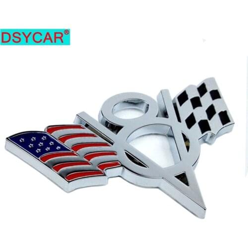 Dsycar 3D Metal V8 US Flag Moto Car Sticker Logo Emblem Badge Car Styling for Fiat Bmw Ford Lada Audi Opel Skoda Toyota Lifan VW