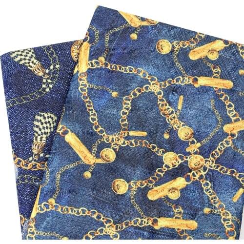 Xugar Printed Cotton Denim Fabric Sheet DIY Handmade Craft 45*145cm Cloth Fabrics Bags Shoes Home Textile Sewing Accessories