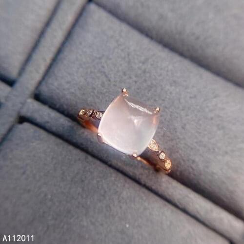 KJJEAXCMY fine jewelry 925 sterling silver inlaid natural Rose Quartz new Female ring lovely Support Detection