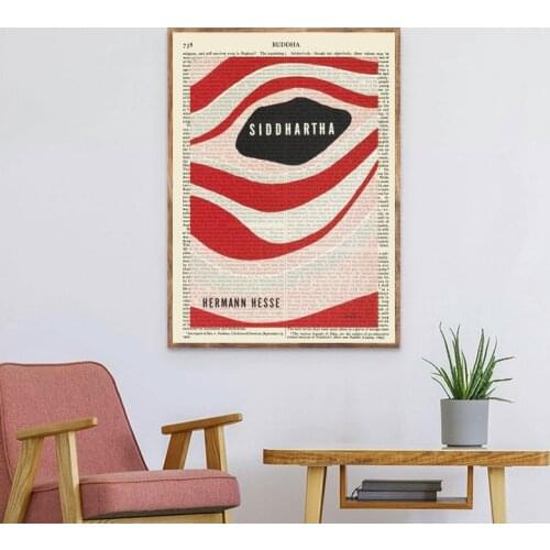 Siddhartha Book Encyclopedia Page Canvas Print Hermann Hesse Poster Mid Century Modern Wall Art Painting Study Living Room Decor