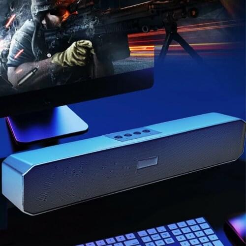 Computer Sound Bar Stereo Bluetooth 5.0 Powered Computer Speakers Hi-Quality Sound Volume Control AUX TF USB Connection