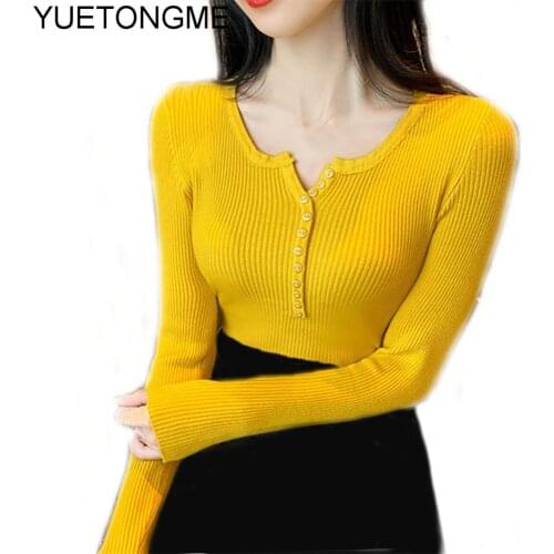 Korean Style sexy Sweater Women Pullover Casual Long Sleeve Knit Sweater Female solid basic sweaters SW096