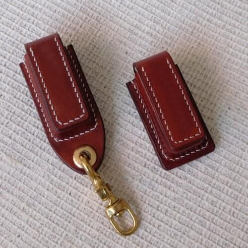 Handmade Leather Case Vegetable Tanned Leather Protective Case with Brass Keychain for Leatherman PS4 Pliers