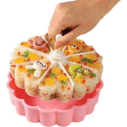 Creative Cake Pan Sushi Mold Set Heart Shaped Sushi Mold Baking Jelly Pudding Cup Rice Ball Kitchen Sushi Suit Molds Tools