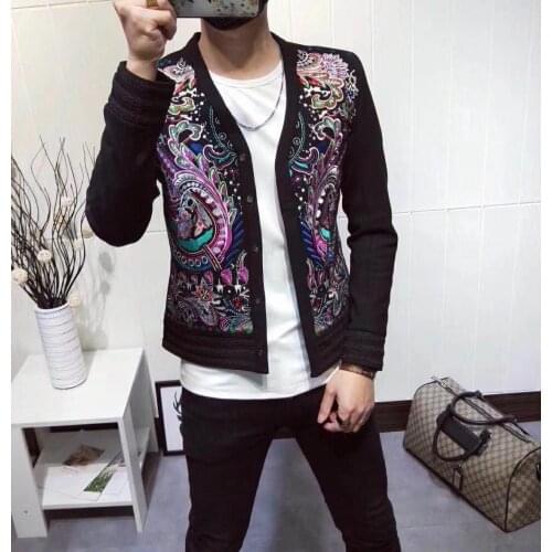 Heavy Embroidery Jacket Self-cultivation Star Handsome Coat Homme Heren Colberts Men Blazer Show Night Store Ma