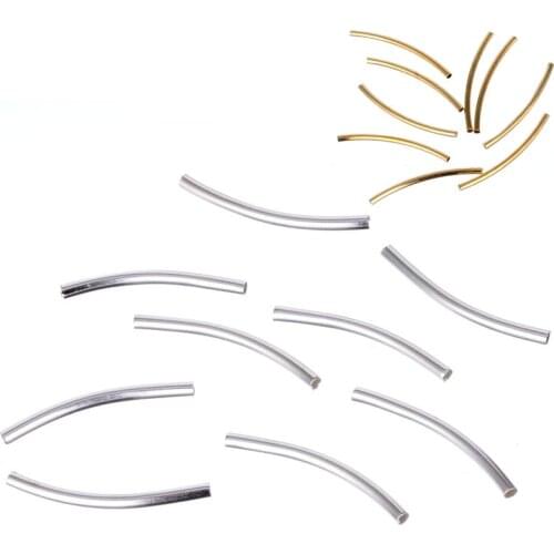 LNRRABC 50pcs/lot 20/25/30/35mm Gold/Silver Color Tube Elbows Connectors DIY Jewelry Findings For Bracelets Necklace