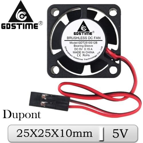 5 Pcs Gdstime Micro Radiator 25x25x10mm 25mm 5V DC Dupont Brushless Cooling Fan 25x10mm 2.5cm Minor Cooler Fan