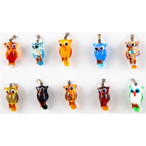 Murano Glass Owl Pendant Mini Handmade 1 pcs