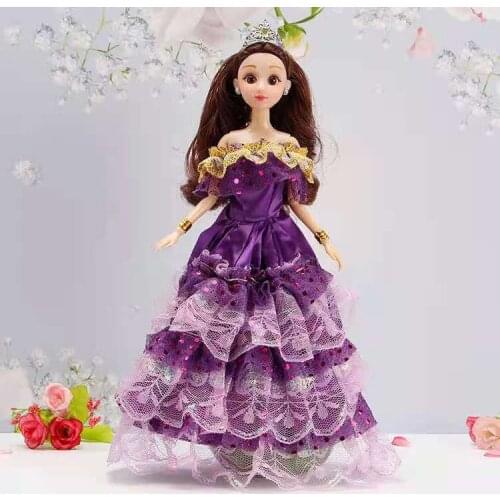 Fashion Purple Sequin Lace Doll Dress 1/6 BJD Clothes for Barbie Doll Clothes Princess Wedding Gown Outfits 30cm Dolls Accessory