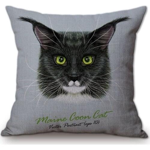 Modern Cat Face Home Decorative Pillows For Sofa Yellow Black Brown Kitten Kitty Cute Pillow Case Sofa Cushion Cover 45x45cm