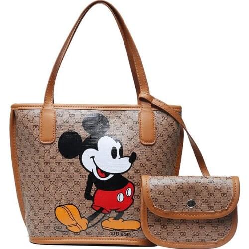 New Disney Mickey Mouse Fashion Trend handbags Woman Casual Shopping bag mickey Minnie Portable Cartoon pu bag ladies chain bags