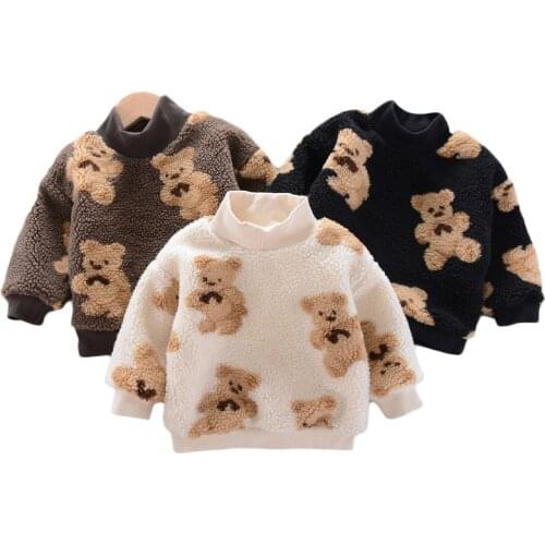 2020 new children winter sweater Christmas girls cotton velvet plus cartoon Bear thick sweaters for boys warm sweaters 0-4Y