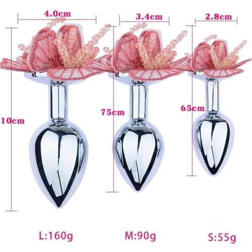 New Intimate Goods Metal Anal Plug with Flowers Base Butt Plug Anal Bead Anus Dilator Anal Toys for Women Erotic Sexual Toys