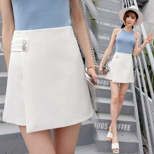 New Korean Style Skirts 2021 Summer Young Womens Solid Color Hight Waist Slim Casual Pants A-line Skirt OL Sexy BSQ201