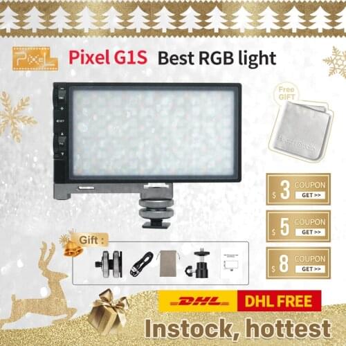 Pixel G1s RGB Video Light, Built-in 12W Rechargeable Battery LED Camera Light 360° Full Color 12 Common Light Effects PK godox