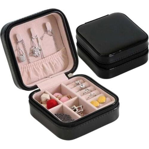 Portable Travel Jewelry Box Organizer Jewelry Ornaments Storage Case Earring Ring Necklace Storage Box Valentines Day Gift