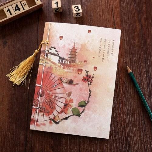 Supply Chinese antique creative belt tassel kraft paper handmade car line nostalgic retro notebook