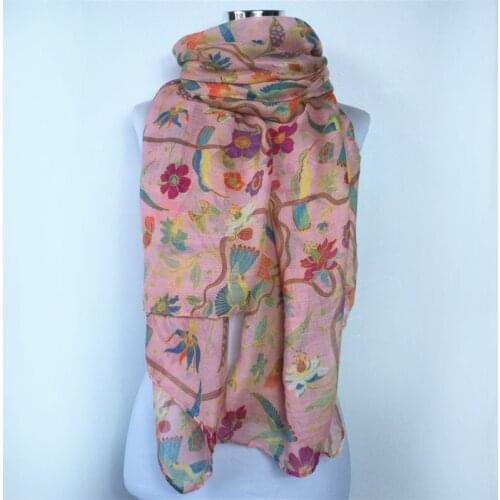 Women Flower Bird Scarf Print Long Hip-hop Fashion Funny Autumn Unisex Shawl Viscose Scarves Ladies Scarf