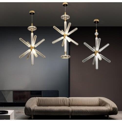 Gold Stainless Steel+ Glass Modern LED Pendant Light Designers Luxury hanging lamps For Bedroom Dining Room Living