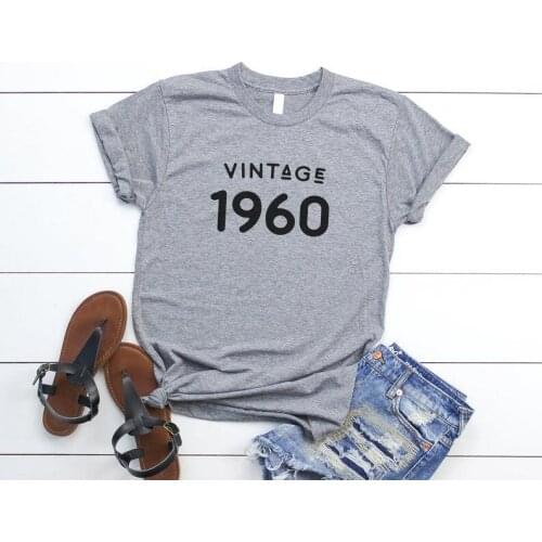 Vintage 1960 Women Tshirt 61th birthday party fashion plus size Cotton Unisex Clothing Harajuku O Neck Shirts Short Sleeve Tees
