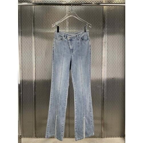 Autumn High 2021AW Quality Women Pearl Straight Jeans Female Casual Denim Pants Trouse Ddxgz2 6.08