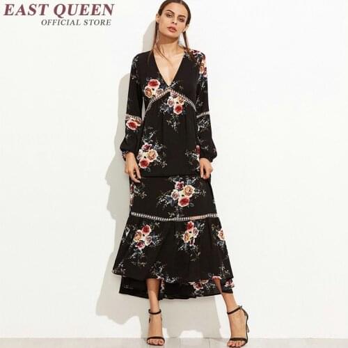 Floral long dress female hippie bohemian style dress tuinc hippie chic dress DD067 C