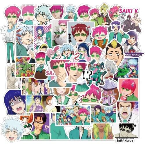 10/50 Pcs Anime Saiki Kusuo Stickers Japanese Anime Sticker for Decal on Guitar Suitcase Laptop Phone Fridge Motorcycle Car