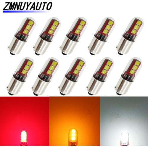 10PCS BA9S LED T4W H6W 3535 LED Bulb Car Interior License Plate Light Marker Reading Door Auto Lamp White Red Yellow DC 12V