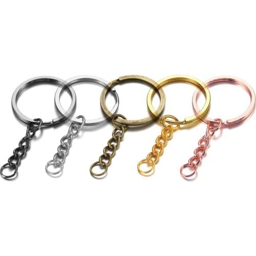 10pcs Key Ring Keychain With Ring 5 Colors Plated 60mm Long Round Split Key Chains Diy Jewelry Craft Keyring